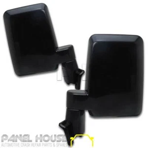 Door Mirrors Black PAIR Fits Toyota Landcruiser 75 76 79 Series Ute Troopy 85-20 - Picture 1 of 7