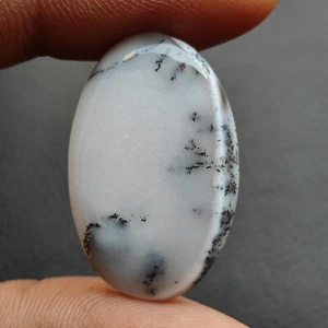 Natural black white dendritic opal cabochon dendritic moss agate gemstone R12033 - Picture 1 of 5