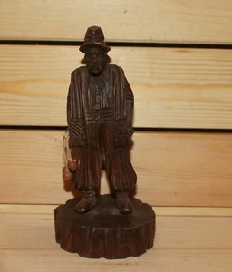 Vintage Handschnitzerei Holz Figur Mann mit Peitsche - Bild 1 von 9