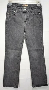 FADED GLORY Girl's Black Adjust Waist Reg Fit Straight Leg Stretch Jeans size 12 - Picture 1 of 10