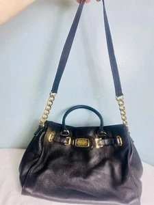 TOP Michael Kors Pebbled Leather Hamilton Satchel Schultertasche Schwarz Jewels - Bild 1 von 9