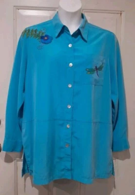 Blusa Travel Smith azul, floral. Dragonfly XL - Imagem 1 de 4