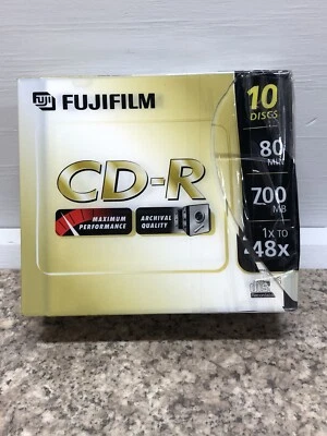 Fujifilm CD-R 10 Pack blank Recordable Compact Disk 80 Min NEW Sealed 700mb - Image 1 of 4