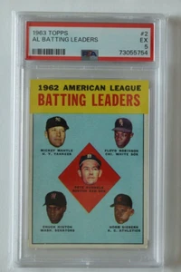 1963 Topps - League Leaders #2 Mantle, Runnels, Siebern PSA 5 ••• Centered •• - Bild 1 von 2
