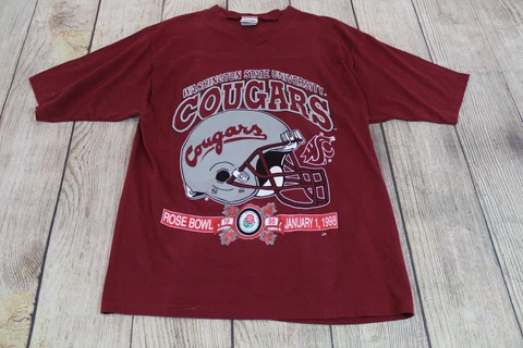 1998 Rose Bowl WSU Washington State Cougars Football Jersey Helmet T-Shirt Large Cover