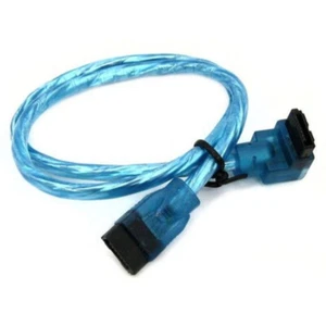 10" Inch UV Blue SATA 3 III 6 GB/s Round SSD/HDD Data Cable Straight to Rt Angle - Picture 1 of 1