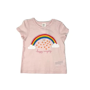 Camisa rosa infantil para niñas H&M con arco iris y corazones talla 6-9 meses - Imagen 1 de 3