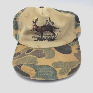 Deer Buck Hunting Hat Cap Camouflage Adult Used Fitted Large Vtg Usa C309D - Picture 1 of 6