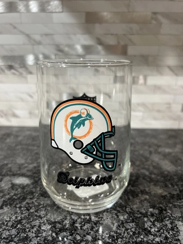 Vintage Miami Dolphins 5" Drinking Glass NFL Tumbler Cover