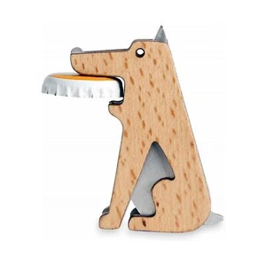 Kikkerland Fetch Dog Steel & Beechwood Beer Bottle Opener Drink Tool Gift Idea - Picture 1 of 1