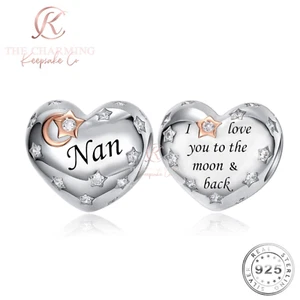 Nan Charm Genuine 925 Sterling Silver - I Love You to Moon - Birthday Gift - Picture 1 of 4