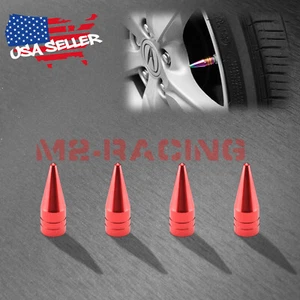 4pcs Red Long Spike Valve Stem Caps Metal Thread Set For Wheel Tires TVC29 - Picture 1 of 6