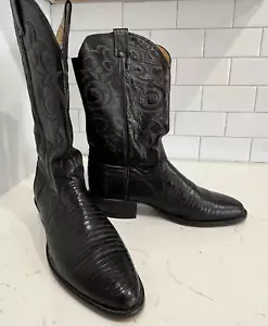 Nocona Black Snake Skin Size 9B Western Boots Benefits Parkinson's Foundation - Picture 1 of 18