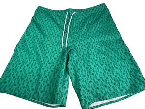 St John’s Bay Swim Shorts Men’s Size 2XLT At Knee Green Hula Palm 11” Inseam New - Picture 1 of 6