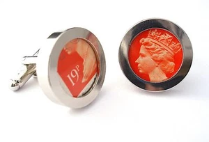 Stamp Cufflinks made from Real British Royal Mail Postage Stamps 1st class post - Picture 1 of 21