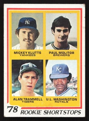 Карта дебютанта 1978 Topps No707 Paul Molitor/Alan Trammell/Klutts/Washington RC - Изображение 1 из 2
