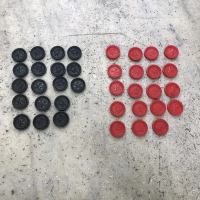 Lote De Colección De 4 Piezas De Juego De Repuesto Connect O Checker - 18 Negro Y 19 Rojo Foto 1 de 4