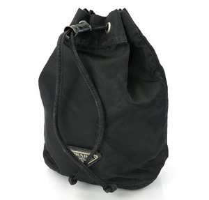 Original PRADA schwarz Nylon Beutel Kordelzug Geldbörse #62154 - Bild 1 von 14