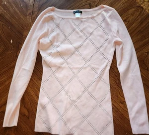 New Venus Peach Rhinestone Light Weight Sweater   Size S W/o Tags B3 - Foto 1 di 3