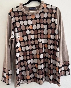 Iodena Barcelona XX- Large Polka Dot Pullover Neu mit Etikett braun flauschig, Schulterpolster - Bild 1 von 5