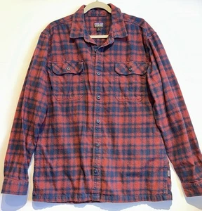 Patagonia Organic Cotton Midweight Fjord Flannel Shirt Red Blue Large - Picture 1 of 6