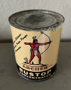 Vintage 1950er Bogenschütze Rustop Metall 8 Unzen Öl Dose Werbung voll 1,10 $ Preis - Bild 1 von 5
