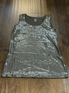 Covington tank top womens  Sz Sm sequin dark gray Summer  Sparkly New Years - Picture 1 of 7