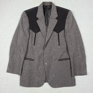 Circle S Mens Solid Gray Black Western Cowboy Sport Coat Suit Jacket Blazer 42 R - Picture 1 of 14