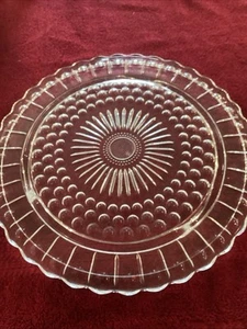 VINTAGE FEDERAL GLASS SUNFLOWER 3 FOOTED CLEAR GLASS CAKE PLATE 11.5" Granny cor - Picture 1 of 8