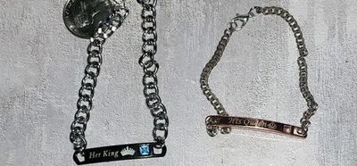 His Queen Her King  Couple Lover Bracelet Men Women Stainless Steel Cuff - Image 1 of 4