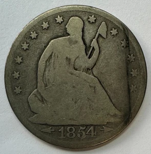 Medio dólar libertad sentada 1854, sin certificación, sin precio base - Imagen 1 de 2