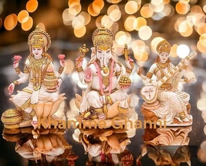 Laxmi Maa Murti Lakshmi Ji Sitting On Lotus Statue for Home Office Puja - Picture 1 of 25