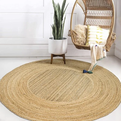 Alfombra Harmony Boho Yute Circle Natural 4' Redonda Interior, Casa de Campo, Co... Foto 1 de 4