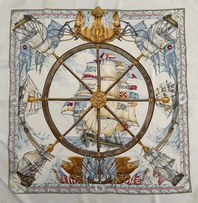 Hermes Silk Scarf  Vive Le Vent. Authentic. Care. 90cm. Vintage. - Image 1 of 4