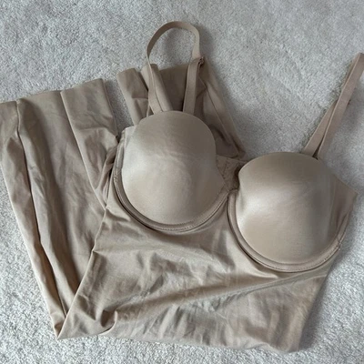 Новый без ценников! SPANX Sz S костюм ваш фантазии без бретелек чашечки середины бедра боди 10156R голая - Изображение 1 из 4