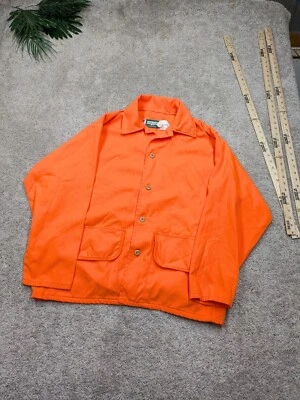 Vintage Saf T Bak USA MADE Blaze Orange Mens L XL Shooting Jacket Hunting Button - Image 1 of 4