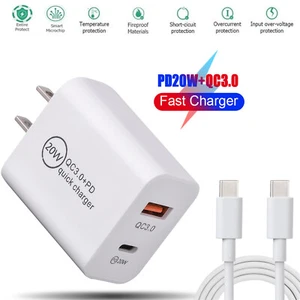 Cargador de pared súper rápido QC3.0 y cable tipo C para Samsung Galaxy S20 S20+ 20W PD - Imagen 1 de 7