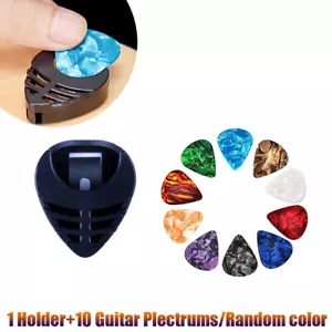 Plectrum Holder+10 Celluloid Guitar Picks Plectrum For Acoustic Electric Guitar - Picture 1 of 12