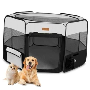 Dog Playpen, Portable Pet Play Pen for Cat, Puppies, Rabbits, X-Large Black - Picture 1 of 7