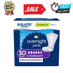 Equate Overnight Contoured Pads, Ultimate Absorbency Extra Protection, 30 count - Picture 1 of 19