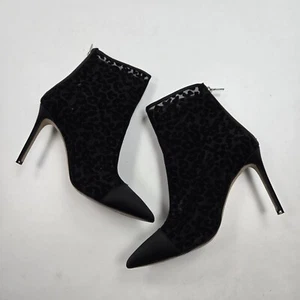 Jewel Badgely Mischka Red Satin Rhinestone Heels Bootie Boot Women 8.5 39 Zip up - Picture 1 of 9