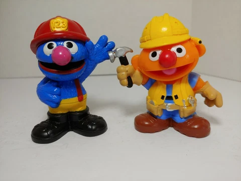 Sesame Street Fireman Grover Ernie Construction Worker 3" PVC Figures PLAYSKOOL Cover