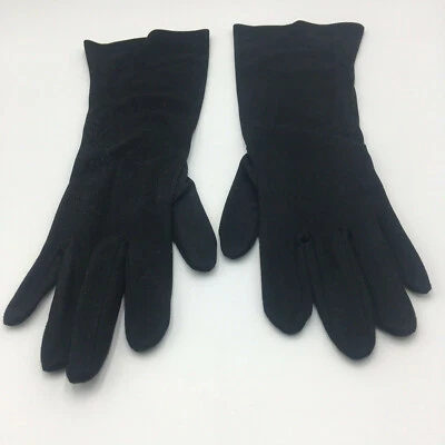 Vintage Black Cotton Max Mayers 1940-50's 3/4 length Dress Gloves Floral Detail - Image 1 of 4