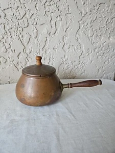 Vintage Tagus Copper Fondu Pot Pan Wooden Handle AS IS PICTURED - Picture 1 of 7