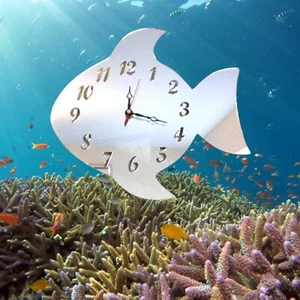 Fish Shaped Bathroom Clocks - Many Colour Mirrors & Solid not mirrored Colours - Picture 1 of 6