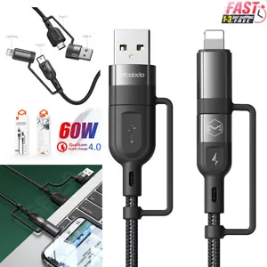 Multi USB C QC Fast Charging Cable 4 in 1 USB C/USB A to USB C To iPhone PD 60W - Picture 1 of 10