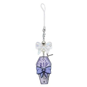Bowknot Purple Coffin Charm Pendant Chain Hanging Decoration for Keys Bag Purse - Zdjęcie 1 z 8