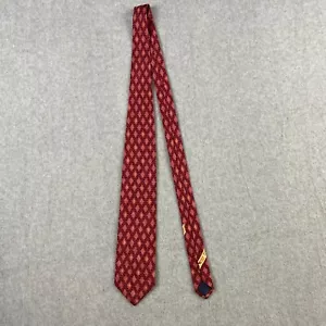 Ermenegildo Zegna Mens Silk Necktie Italy Red Geometric 57"x3.5" - Picture 1 of 4