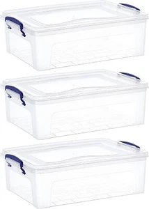 Contenedores de almacenamiento apilables de plástico transparente Superio con tapas, 22 cuartos (paquete de 3) - Imagen 1 de 6