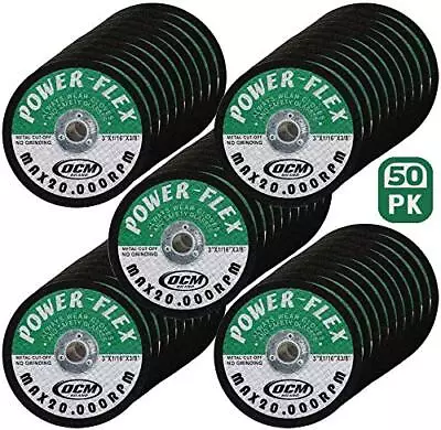 50 Pack - Cut Off Wheels 3 Inch x 1/16 Inch x 3/8 Inch - for Cutting All Stee... - Image 1 of 3